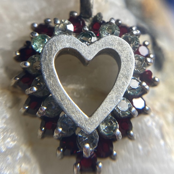 Sterling Silver Gemstone Heart Pendant - Unstamped - Picture 9 of 9